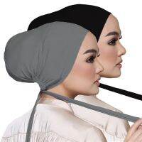 Tudung ผ้าพันศีรษะมุสลิมสำหรับผู้หญิง,ผ้านิ่มคลุมไหล่ปรับได้หมวกฮิญาบด้านในของหมวก