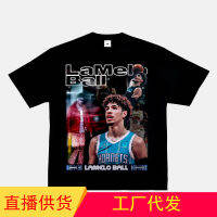 LaMelo Balls Men Women Short Sleeve T-Shirt Three Ball Ball Crew Neck Cotton T-Shirt Charlotte Hornet-S Basketball Long Short Sleeve Teens Clothing Hip Hop Retro Top Vintage