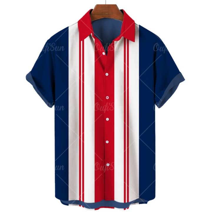 เสื้อฮาวายสำหรับผู้ชายและผู้หญิง-เสื้อฮาวายพิมพ์ลายเสื้อลายทางเสื้อระบายอากาศ5xl22-23ฤดูร้อนแขนสั้นงานปาร์ตี้ชายหาด