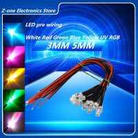 10PCS 3/5mm LED 3-12V 20cm Pre-wired White Red Green Blue Yellow UV RGB Diode Lamp Decoration Light Emitting Diodes Pre-soldered Electrical Circuitry