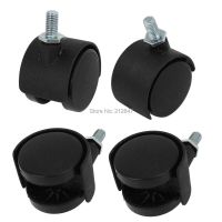 【LZ】 M8 Plastic 8mm Screw Stem 1.5  Dia Double Wheel 360 Degree Rotation Furniture Chair Swivel Caster Black 4 Pcs