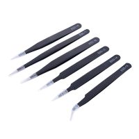 【cw】 6 Pcs Tweezers ESD Maintenance and Antistatic Pincet Industrial Components Hand Tools