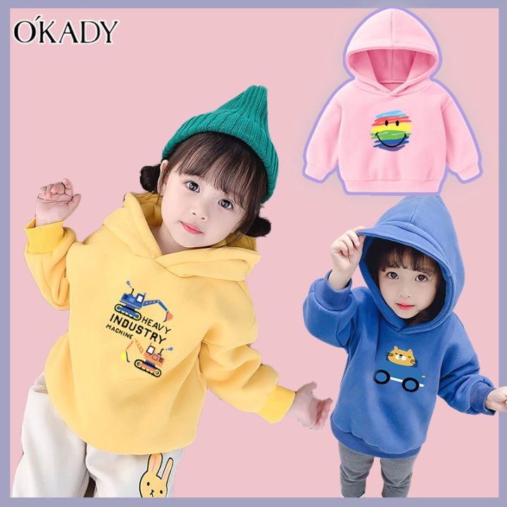 O'Kady เสื้อวอร์ม เสื้อฮู้ดกันหนาว แขนยาวสำหรับเด็ก ดีไซน์สไตล์เกาหลี  น่ารักๆ เหมาะทั้งเด็กชายและเด็กหญิง | Lazada.Co.Th