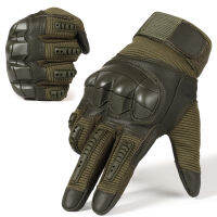 Touch Screen Tactical Rubber Hard Knuckle Full Finger Gloves Military Army Paintball Bicycle Combat PU Leather Glove Men