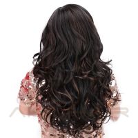 AISI HAIR Long Wavy Natural Hair Wig Mixed Dark Brown Synthetic Wigs For Black Women Side Part Blonde Wigs Heat Resistant Fiber Gift ของขวัญ