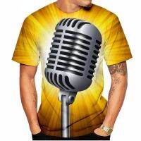 2023 Hot Sale Harajuku Fashion 3d T-shirt Hip Hop Music Men Summer Casual Metal Microphone Dj Printed Oversized Short Sleeve Clothes