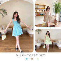 Milky Toast Set - เดรสสั้นผ้าลินิน ใส่เที่ยวคาเฟ่