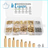 DIDI - HL ตัวหนีบทองเหลืองหกเหลี่ยมตัวผู้ตัวเมีย300ชิ้น M2สแตนด์บายน็อตสกรูสเปเซอร์ PCB มาเธอร์บอร์ดชุดอุปกรณ์ประเภทเสาเกลียวโครงการอิเล็กทรอนิกส์ DIY