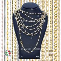 18K-N0S สร้อยคอทองคำแท้ ITALY 750 รุ่น บีดเชน สองกษัตริย์ Beads Chain WG320