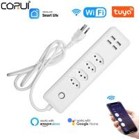 CORUI Tuya ปลั๊กปลั๊กไฟ Wifi BR 4สายไฟต่อ STOP Kontak Listrik สมาร์ทโฮมพร้อมพอร์ต USB 4พอร์ตตัวกรองเครือข่ายค่าโทรศัพท์