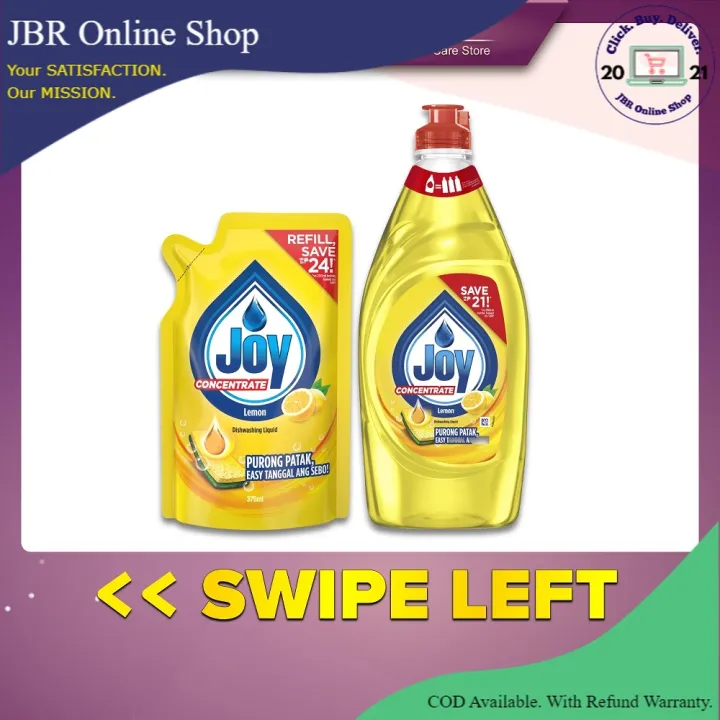 Joy Lemon Concentrate Dishwashing Liquid Bottle (475ml) + Refill (355mL ...