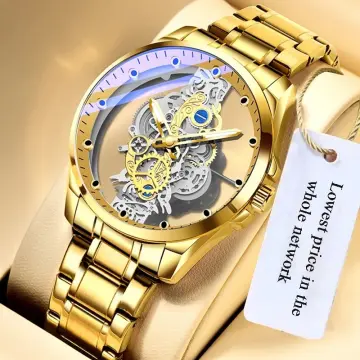 Mechanical hot sale skeleton watch