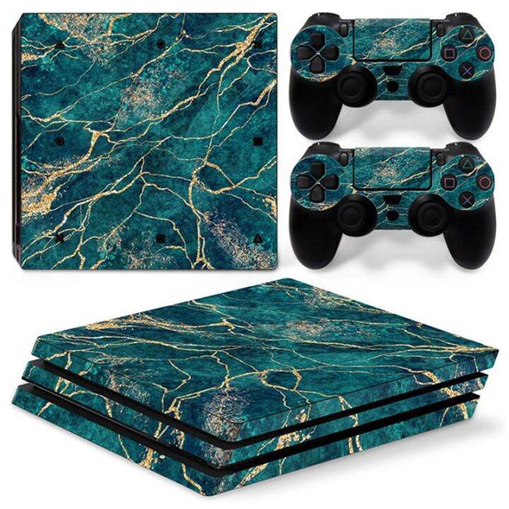 mq-รูปแบบใหม่-wave-6745-ps4-pro-สติ๊กเกอร์สกิน-decal-cover-สำหรับ-ps4-pro-console-และ2-controllers-ps4-pro-skin-กรอบและที่คลุม