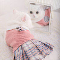 JK Dress Clothing Dogs uniform Print Plaid Dog Clothes Small Costume Warm French Corgi Cute Autumn Winter Girl Collar Perro