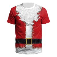 T SHIRT -  ผู้ชายใหม่คริสต์มาสแปลกใหม่ 3D พิมพ์ซานตาคลอสเสื้อผ้าหลวมแขนสั้นเสื้อยืด