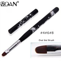 BQAN 4 6 8 10 Nail Art UV Gel Polish Paint Nail Brush Black Wooden Handle Carved Flowers Manicure Nail Tools