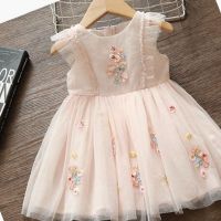 2022 High Quality Spring Summer Girl Dress Sweet Flower Ruched Kid Children Fashion Clothing Baby Girl Cute Pink Princess Dress