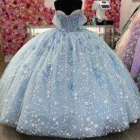 【HOT】▣ Quinceanera Dresses Birthday Robe Sleeveless Applique Beaded Sparkly Lace-up Corset Puffy Skirt vesridos