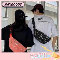 MAXG จุได้มาก กระเป๋าคาดอก ฮิปฮอป ไนลอนทำจากไนลอน กระเป๋า Crossbody สไตล์สตรีท กันน้ำกันน้ำได้ กระเป๋าถือแบบถือ ใช้ได้ทุกเพศ