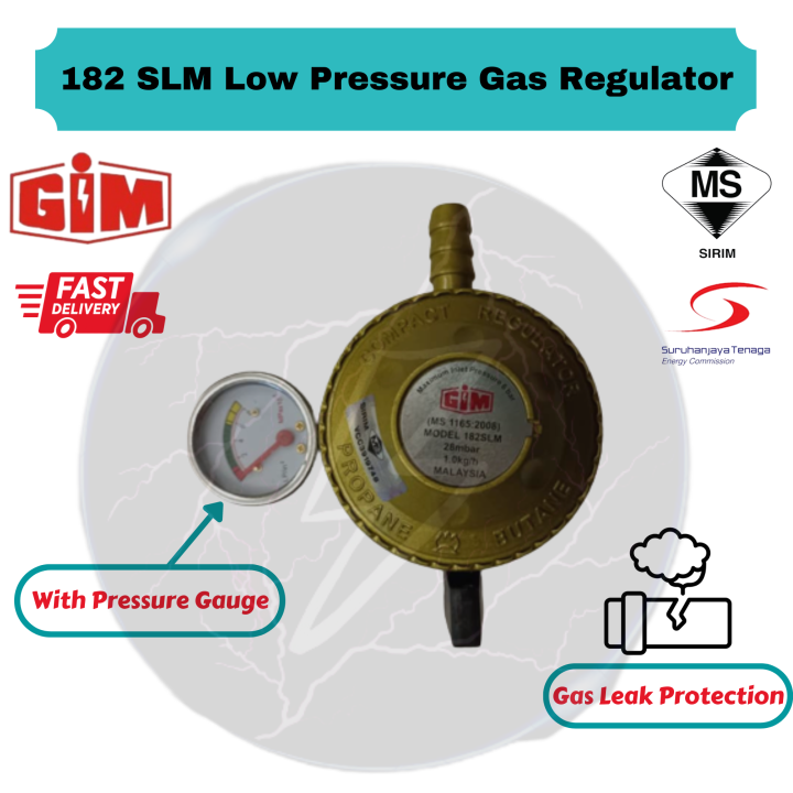 GIM182 Low Pressure Gas Regulator With Pressure Gauge (SLM) [Gas Leak