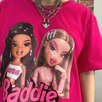 220 g lovely barbie mei red heavy cotton short sleeve T-shirt female studen220g重磅纯棉可爱芭比玫红色短袖T恤女学生显瘦上衣BY722z