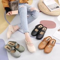 COD DSFEDTGETEER New Summer Baotou Single Shoes Flat Casual Half Slippers Womens Fashion Shallow Mouth Strap Sandals