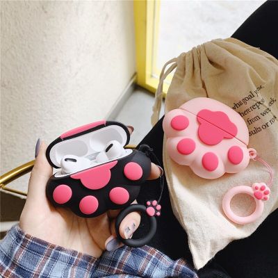 Cute Cat Paw Case for Airpods Pro Case with Keychain for Apple AirPods 1 2 3 Cover Pop It Earphone Headphone Protective for Girl Headphones Accessorie