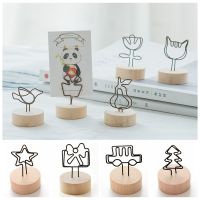 ✈❅∋ Hot Sale Round Wooden Holder Photo Frame Message Left Supporter Memo Card Picture Clip Desktop Ornament Home Decoration