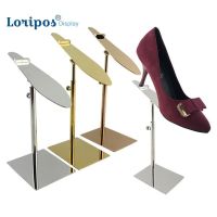 ○ Stainless Steel Metal Shoes Holder Bracket Stand Table Shoes Display Rack Gold Silvery Metal Shoe Pallet Sandal Tray Exhibition