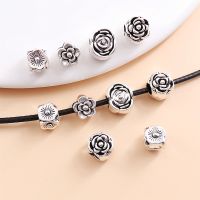 10PCS New Vintage Flower Beads Accessories Fit for Womens Pandora Style Charm Bracelet Necklace Jewelry Making