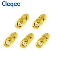 Cleqee 5PCS Gold Tone RP SMA Male To RP SMA Male Plug Connector RF Coaxial Adapter Stright Gold-plated Converter Electrical Connectors