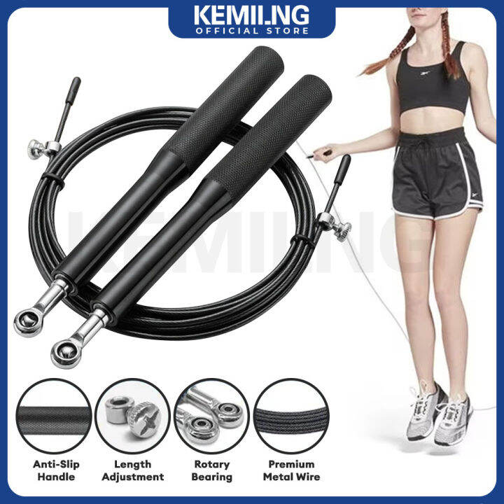 KEMILNG R2 Jump Rope Aluminum Alloy Handle & Stainless Steel Cable