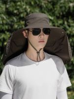 【Ready】? Sunscreen sun visor mens summer fisherman fishing hat UV protection mask outdoor mountaineering big brim sun hat