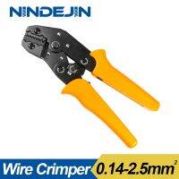 NINDEJIN ขั้ว Crimper 0.14-2.5mm ² Ratchet Die ลวดคีมย้ำเครื่องมือจีบ24-14AWG