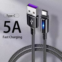 สายที่ชาร์จไฟรวดเร็ว USB ไฟ LED 5A Type C,สำหรับ Galaxy Xiaomi Huawei Note 7อุปกรณ์เสริมโทรศัพท์ Usb C สายชาร์จ