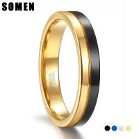 Somen 4mmTungsten Wedding Ring for Men Women Blue Black GoldBlackSilver Blue Bilateral Engagement Ring Highly PolishedBrushed