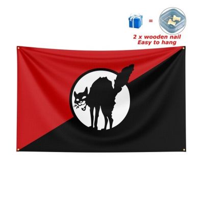 ธงแมวดำ3X5ฟุตผู้นิยมอนาธิปไตยสำหรับตกแต่ง