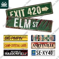 Putuo Elm Street Sign Stoner 420 Accessories Plaque Metal Wall Art For Horror Movie Grunge Room Goat Decor Weed Gifts For Men