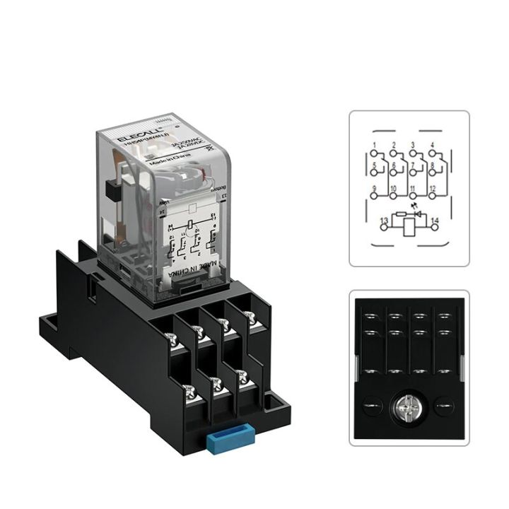 รีเลย์หน้ากลางขนาดเล็กหลอดไฟอะแดปเตอร์คอนแทคแม่เหล็กไฟฟ้าขนาดเล็ก12v-24v-110v-220v-380v-8-11-14พิน