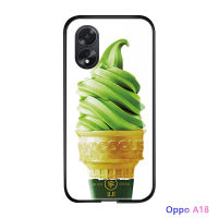 เคสใส่โทรศัพท์สำหรับ A18 OPPO เคสโทรศัพท์ดีไซน์สำหรับ A38แฟชั่นที่สร้างสรรค์อาหารเป็นกลางสำหรับเคสโทรศัพท์หลังเด็กหญิงเด็กชายกระจกนิรภัยมันวาว