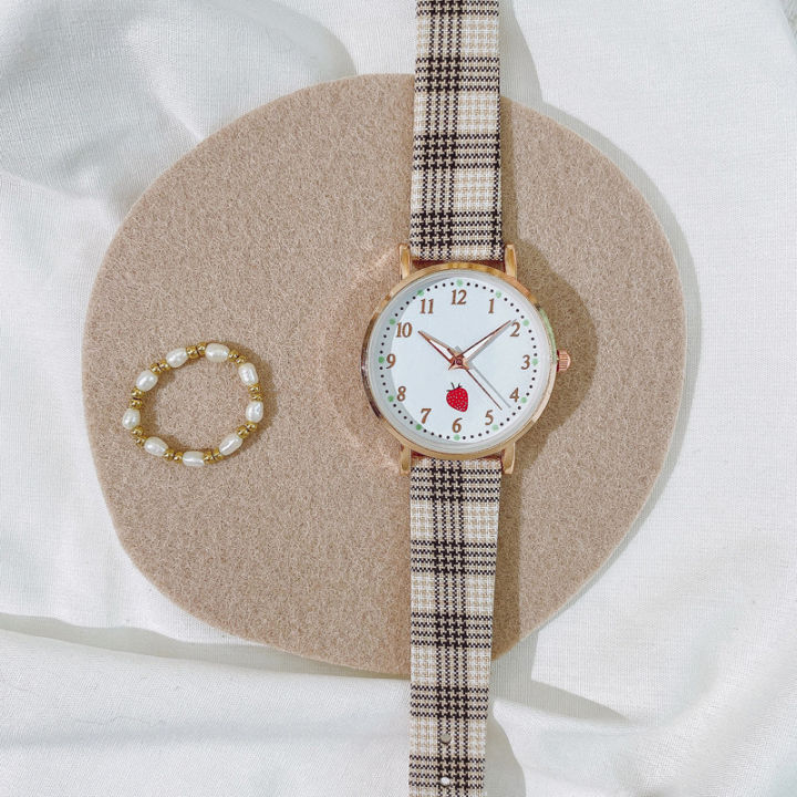 shanglife-นาฬิกาลายสก็อต-ของผู้หญิง-นาฬิกาเรียบง่ายสไตล์เกาหลีย้อนยุคใช้งานได้หลายโอกาส