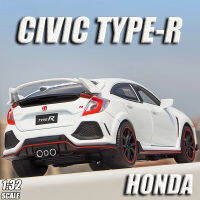 LI[RUM]1:32 Scale HONDA CIVIC TYPE-R รถรุ่น Light &amp; Sound Effect Diecast รถของเล่นสำหรับชายของเล่นสำหรับเด็กของขวัญเด็กคอลเลกชัน