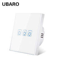 UBARO Euuk กระจกนิรภัยคริสตัลแผงสวิทช์ไฟผนัง Touch Onoff Sensor ปุ่ม123 Gang AC100- 240V 10A