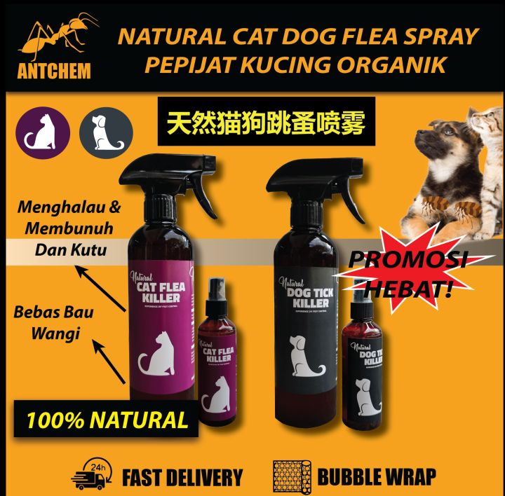 Natural Cat Flea Dog Tick Killer Spray 100ml & 500ml / Spray Ubat Kutu ...