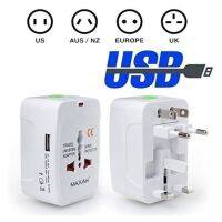 ปลั๊กไฟ Universal Travel Adaptor USB 2 port ALL IN ONE หัวแปลงปลั๊กทั้วโลก