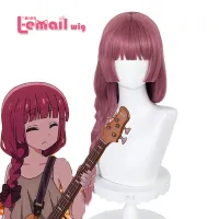 L- Wig Synthetic Hair Anime Bocchi The Rock! คอสเพลย์ Hiroi Kikuri คอสเพลย์วิกผม ids 65ซม. วิกผมทนความร้อนสีแดง