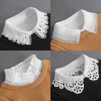 Fashion 2023 Front Tie White Fake Collar for Women Stand Detachable Collar Fake Girls Vintage Lace Ladies False Blouse Collar