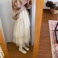 Hot Selling Ladies Elastic High Waist Women Tulle Skirt Solid Spring Summer Holiday Casual Soft Mesh S Womens Long  Female