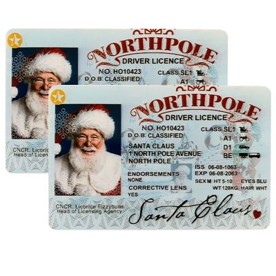 บัตรใบอนุญาตซานต้าหายไปสำหรับคนขับรถ1/2ชิ้นแบบทำมือซานต้าคลอสบัตรประจำตัวของซานต้าหายของขวัญคริสต์มาสจากซานต้า