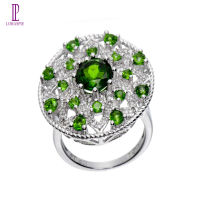 1.25 Carats Silver Ring For Women Original 925 Natural Chrome Diopside Ring Gemstone Women Ring Silver Jewelry Gifts